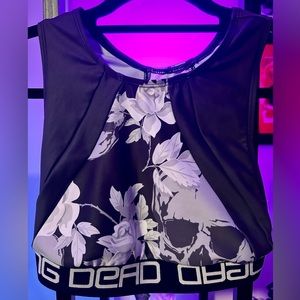 EUC Living Dead Floral Skull Sports Bra MED
